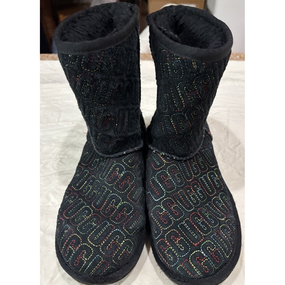 UGG Classic II Graphic Stitch Black Women's Boots Size 5